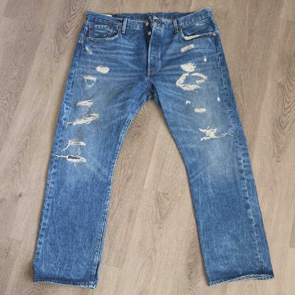 Levi's 501 Straight-Leg Distressed Jeans